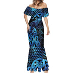 Humpback Whale Matariki New Zealand Mermaid Dress NZ Maori Paikea Poutama Luxury Blue