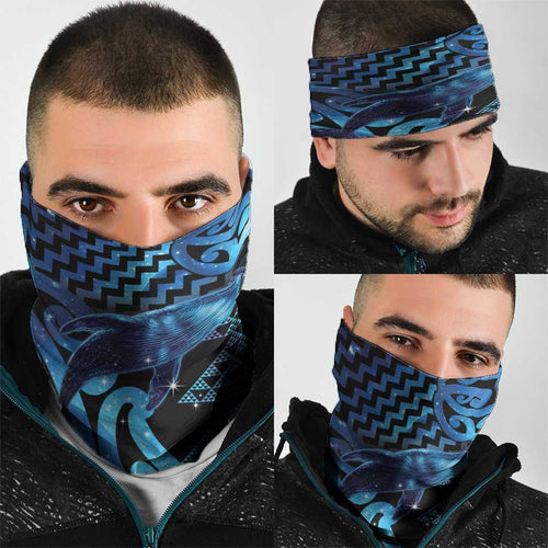 Humpback Whale Matariki New Zealand Neck Gaiter NZ Maori Paikea Poutama Luxury Blue
