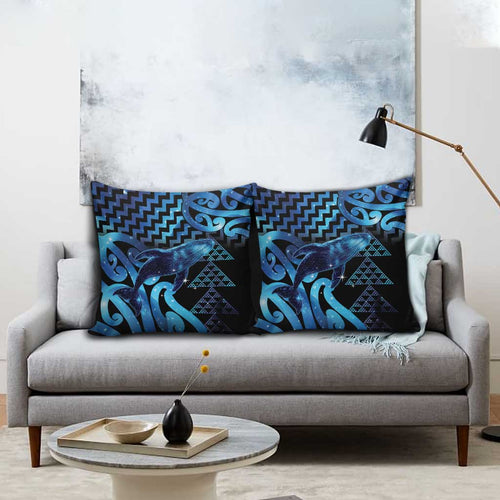 Humpback Whale Matariki New Zealand Pillow Cover NZ Maori Paikea Poutama Luxury Blue