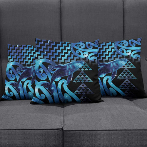 Humpback Whale Matariki New Zealand Pillow Cover NZ Maori Paikea Poutama Luxury Blue
