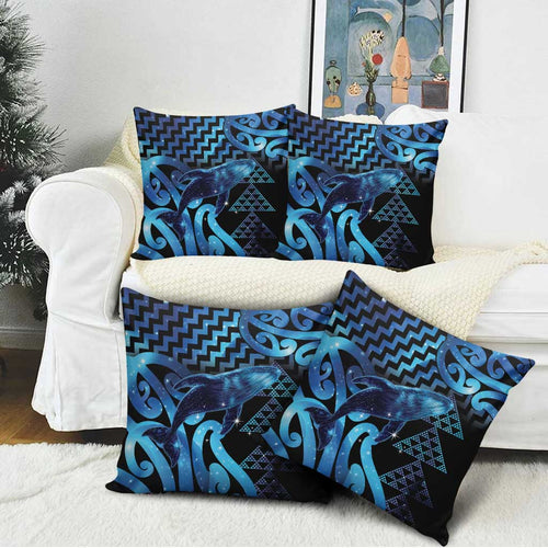 Humpback Whale Matariki New Zealand Pillow Cover NZ Maori Paikea Poutama Luxury Blue