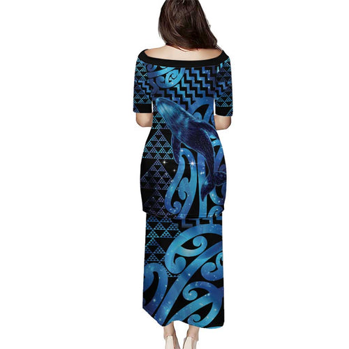 Humpback Whale Matariki New Zealand Puletasi NZ Maori Paikea Poutama Luxury Blue
