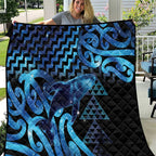 Humpback Whale Matariki New Zealand Quilt NZ Maori Paikea Poutama Luxury Blue