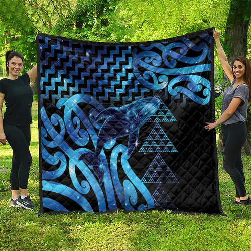 Humpback Whale Matariki New Zealand Quilt NZ Maori Paikea Poutama Luxury Blue