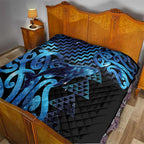 Humpback Whale Matariki New Zealand Quilt NZ Maori Paikea Poutama Luxury Blue