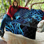 Humpback Whale Matariki New Zealand Quilt NZ Maori Paikea Poutama Luxury Blue