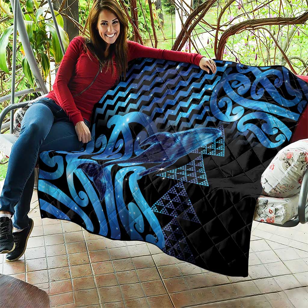 Humpback Whale Matariki New Zealand Quilt NZ Maori Paikea Poutama Luxury Blue