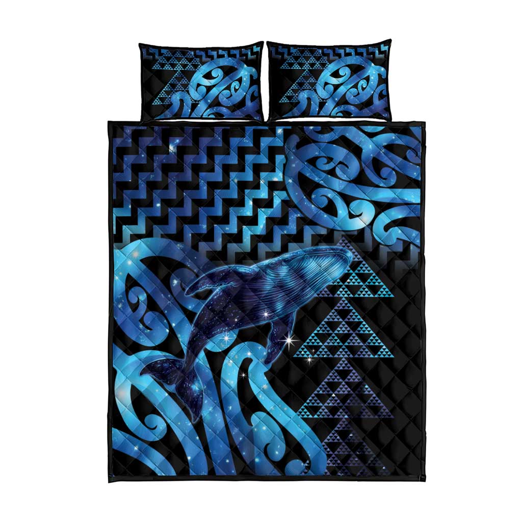 Humpback Whale Matariki New Zealand Quilt Bed Set NZ Maori Paikea Poutama Luxury Blue