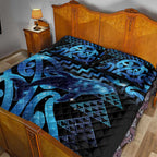 Humpback Whale Matariki New Zealand Quilt Bed Set NZ Maori Paikea Poutama Luxury Blue