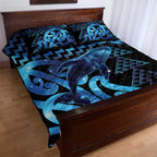 Humpback Whale Matariki New Zealand Quilt Bed Set NZ Maori Paikea Poutama Luxury Blue