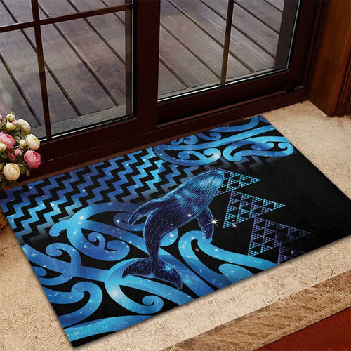 Humpback Whale Matariki New Zealand Rubber Doormat NZ Maori Paikea Poutama Luxury Blue