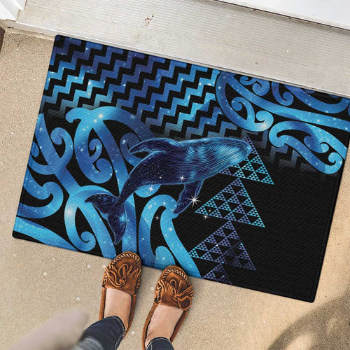 Humpback Whale Matariki New Zealand Rubber Doormat NZ Maori Paikea Poutama Luxury Blue
