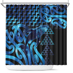 Humpback Whale Matariki New Zealand Shower Curtain NZ Maori Paikea Poutama Luxury Blue
