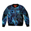 Humpback Whale Matariki New Zealand Sleeve Zip Bomber Jacket NZ Maori Paikea Poutama Luxury Blue
