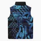 Humpback Whale Matariki New Zealand Sleeveless Puffer Jacket NZ Maori Paikea Poutama Luxury Blue