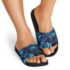 Humpback Whale Matariki New Zealand Slide Sandals NZ Maori Paikea Poutama Luxury Blue
