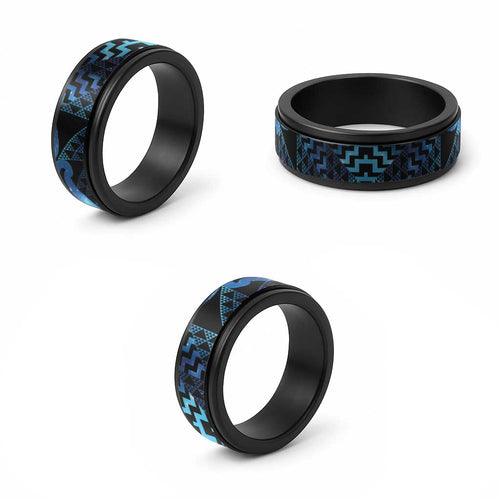 Humpback Whale Matariki New Zealand Spinner Ring NZ Maori Paikea Poutama Luxury Blue