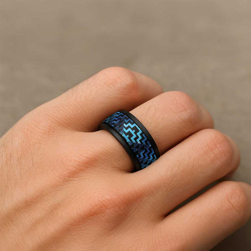 Humpback Whale Matariki New Zealand Spinner Ring NZ Maori Paikea Poutama Luxury Blue