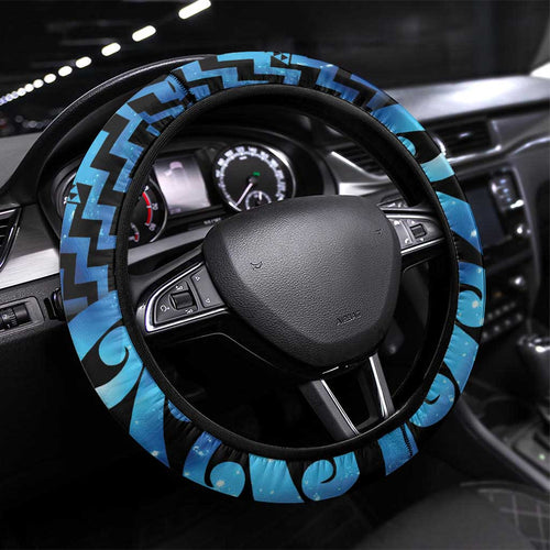Humpback Whale Matariki New Zealand Steering Wheel Cover NZ Maori Paikea Poutama Luxury Blue