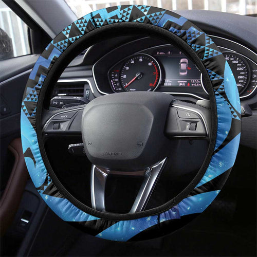 Humpback Whale Matariki New Zealand Steering Wheel Cover NZ Maori Paikea Poutama Luxury Blue