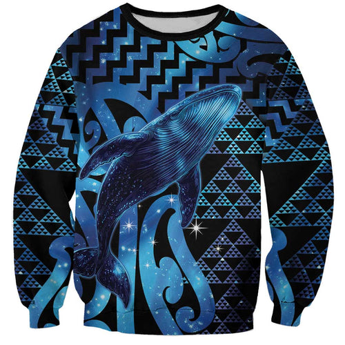 Humpback Whale Matariki New Zealand Sweatshirt NZ Maori Paikea Poutama Luxury Blue