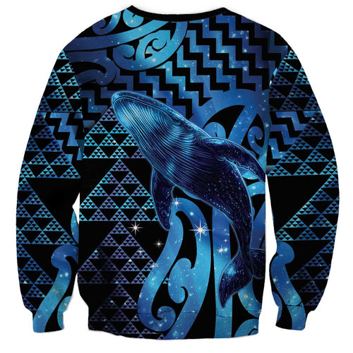 Humpback Whale Matariki New Zealand Sweatshirt NZ Maori Paikea Poutama Luxury Blue