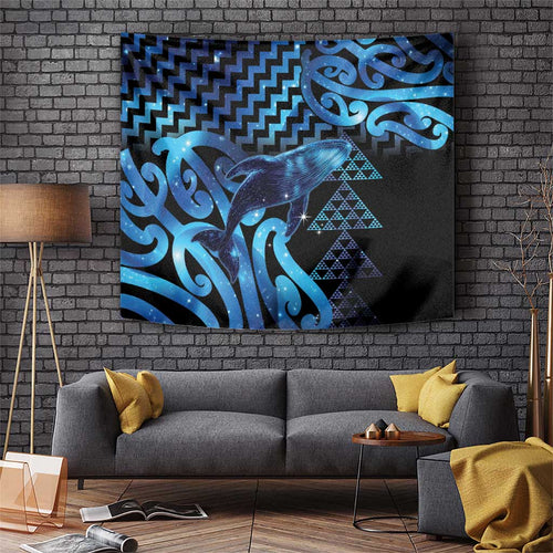 Humpback Whale Matariki New Zealand Tapestry NZ Maori Paikea Poutama Luxury Blue