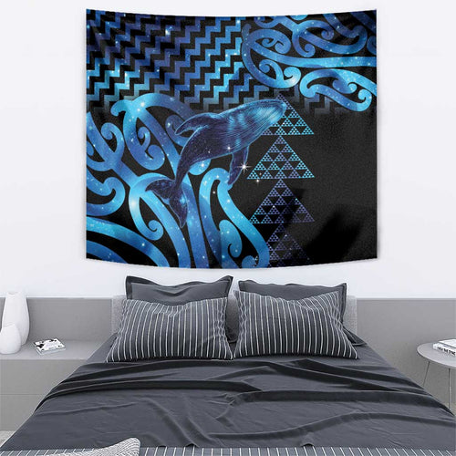 Humpback Whale Matariki New Zealand Tapestry NZ Maori Paikea Poutama Luxury Blue