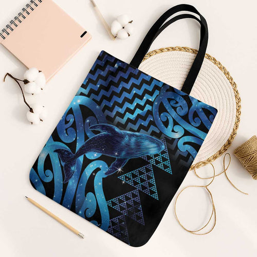 Humpback Whale Matariki New Zealand Tote Bag NZ Maori Paikea Poutama Luxury Blue
