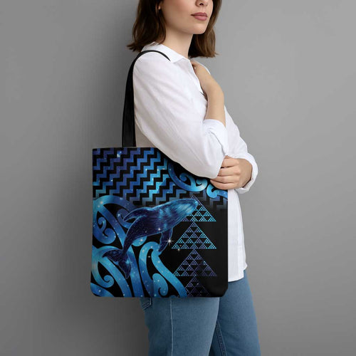 Humpback Whale Matariki New Zealand Tote Bag NZ Maori Paikea Poutama Luxury Blue