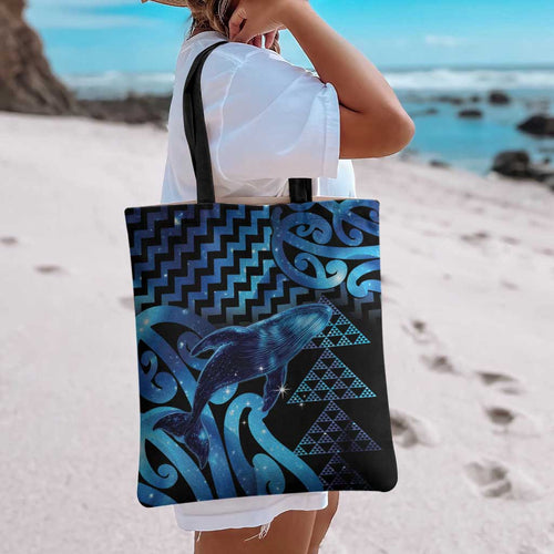 Humpback Whale Matariki New Zealand Tote Bag NZ Maori Paikea Poutama Luxury Blue