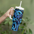 Humpback Whale Matariki New Zealand Tumbler With Handle NZ Maori Paikea Poutama Luxury Blue
