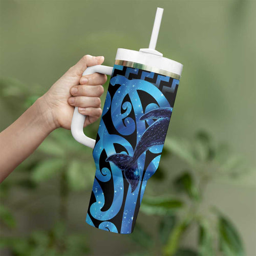 Humpback Whale Matariki New Zealand Tumbler With Handle NZ Maori Paikea Poutama Luxury Blue