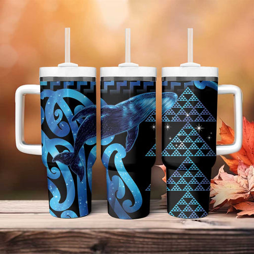 Humpback Whale Matariki New Zealand Tumbler With Handle NZ Maori Paikea Poutama Luxury Blue