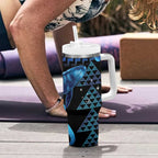 Humpback Whale Matariki New Zealand Tumbler With Handle NZ Maori Paikea Poutama Luxury Blue