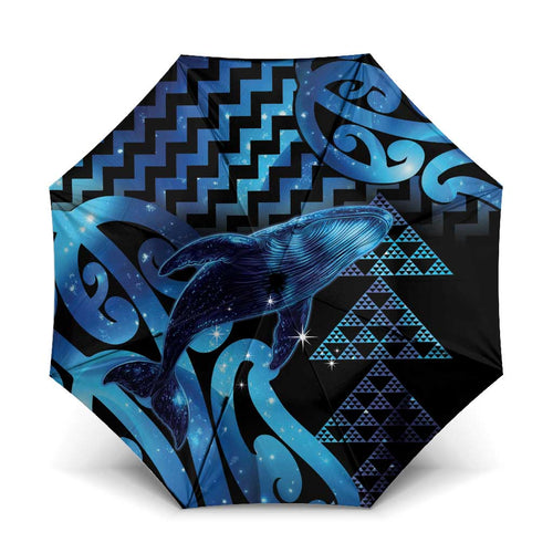 Humpback Whale Matariki New Zealand Umbrella NZ Maori Paikea Poutama Luxury Blue
