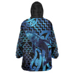 Humpback Whale Matariki New Zealand Wearable Blanket Hoodie NZ Maori Paikea Poutama Luxury Blue