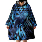 Humpback Whale Matariki New Zealand Wearable Blanket Hoodie NZ Maori Paikea Poutama Luxury Blue