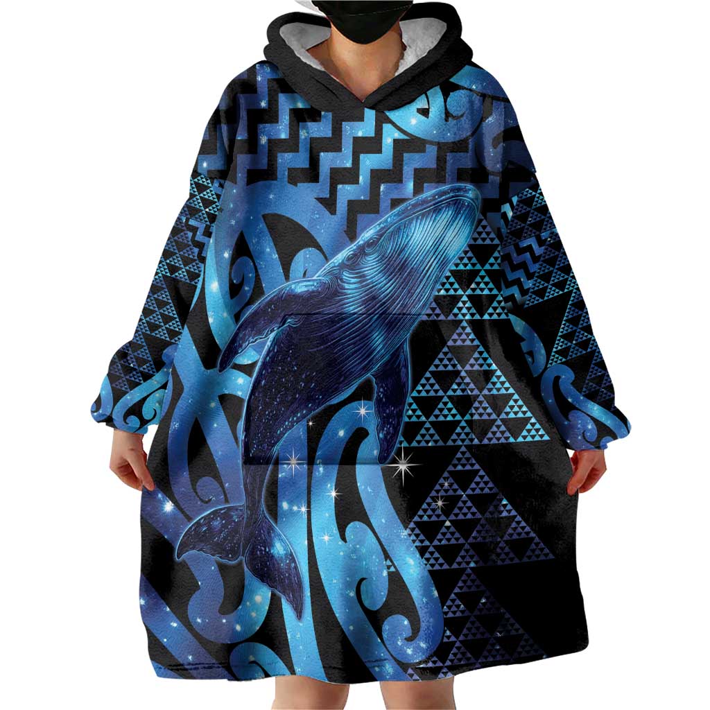 Humpback Whale Matariki New Zealand Wearable Blanket Hoodie NZ Maori Paikea Poutama Luxury Blue