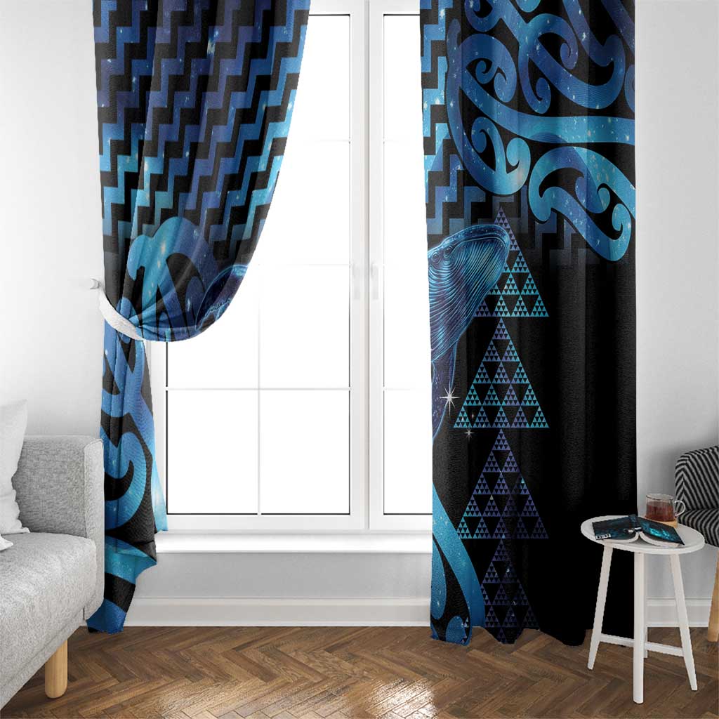 Humpback Whale Matariki New Zealand Window Curtain NZ Maori Paikea Poutama Luxury Blue