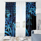 Humpback Whale Matariki New Zealand Window Curtain NZ Maori Paikea Poutama Luxury Blue