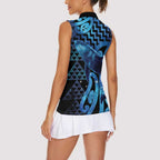 Humpback Whale Matariki New Zealand Women Sleeveless Polo Shirt NZ Maori Paikea Poutama Luxury Blue