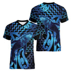 Humpback Whale Matariki New Zealand Women V-Neck T-Shirt NZ Maori Paikea Poutama Luxury Blue