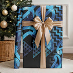 Humpback Whale Matariki New Zealand Wrapping Paper NZ Maori Paikea Poutama Luxury Blue