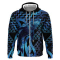 Humpback Whale Matariki New Zealand Zip Hoodie NZ Maori Paikea Poutama Luxury Blue
