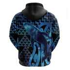 Humpback Whale Matariki New Zealand Zip Hoodie NZ Maori Paikea Poutama Luxury Blue