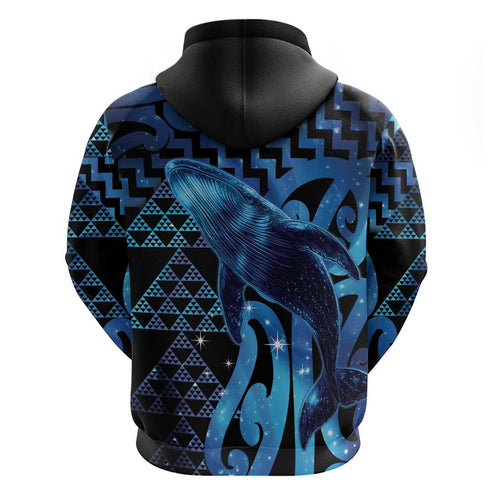 Humpback Whale Matariki New Zealand Zip Hoodie NZ Maori Paikea Poutama Luxury Blue