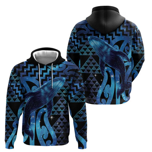 Humpback Whale Matariki New Zealand Zip Hoodie NZ Maori Paikea Poutama Luxury Blue