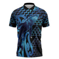 Humpback Whale Matariki New Zealand Zipper Polo Shirt NZ Maori Paikea Poutama Luxury Blue