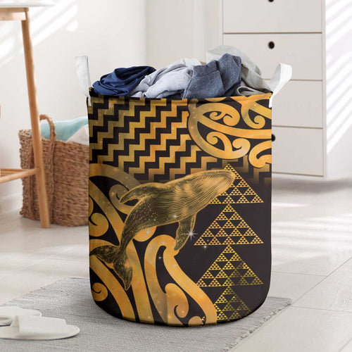 Humpback Whale Matariki New Zealand Laundry Basket NZ Maori Paikea Poutama Luxury Gold